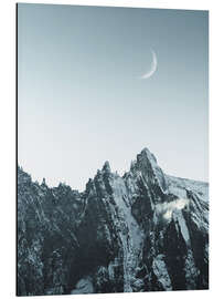 Aluminium print Rising moon over the mountains