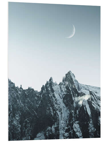 Foam board print Rising moon over the mountains