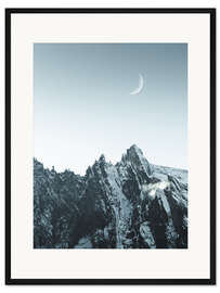 Gerahmter Kunstdruck Aufgehender Mond über den Bergen
