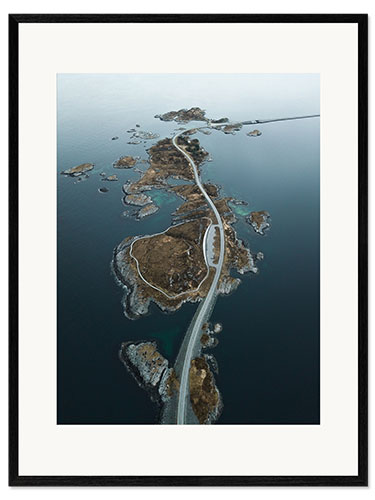 Ingelijste kunstdruk Atlantic road from above