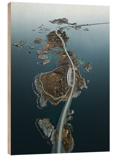 Hout print Atlantic road from above