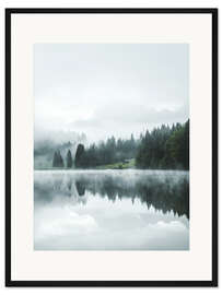 Gerahmter Kunstdruck Spiegelung am Bergsee