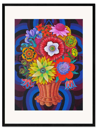Inramat konsttryck Flowers in the basket