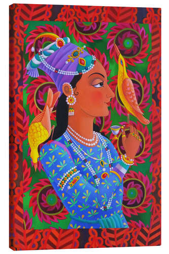 Canvas print Maharani with two birds