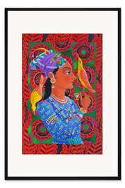 Gerahmter Kunstdruck Maharani mit zwei Vögeln