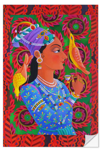 Muursticker Maharani with two birds