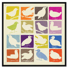 Gerahmter Kunstdruck Pop Art Vögel