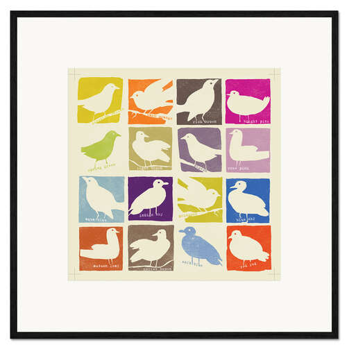 Ingelijste kunstdruk Pop Art Birds