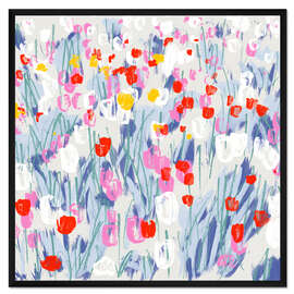 Gerahmter Kunstdruck Tulpenfeld
