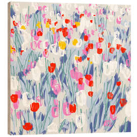 Wood print Tulip field