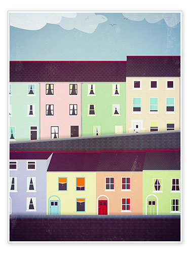 Poster Pastellfarbene Häuser