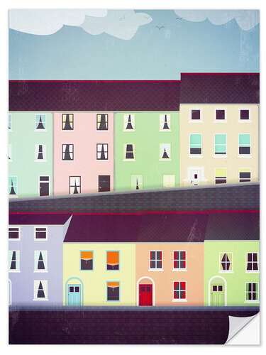 Selvklebende plakat Pastel Houses