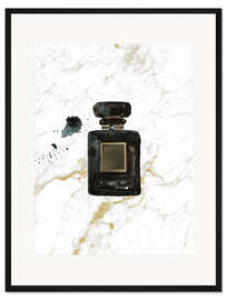 Gerahmter Kunstdruck Kultiges Parfüm Flacon Schwarz