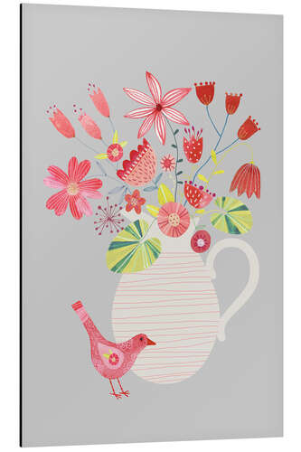 Aluminium print Bird with a Jug of Flowers