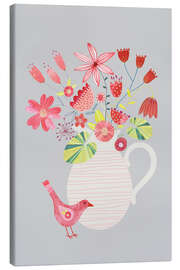 Canvas print Bird with a Jug of Flowers