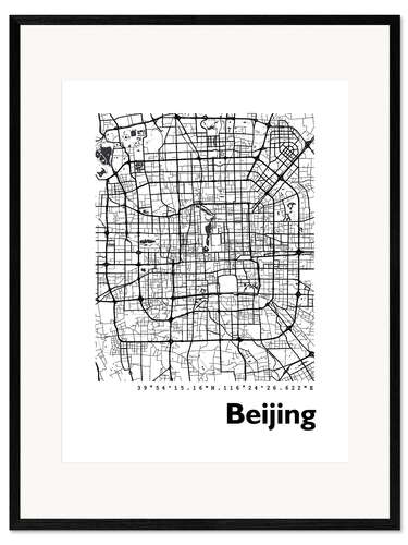 Gerahmter Kunstdruck Stadtplan von Peking