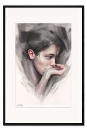 Gerahmter Kunstdruck Nachdenklich