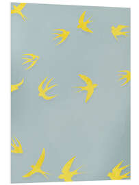 Foam board print Yellow Swallows on Grey