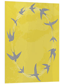 Foam board print Gray Swallows on Yellow