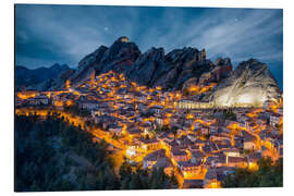 Aluminiumsbilde Starry sky over Pietrapertosa, Italy