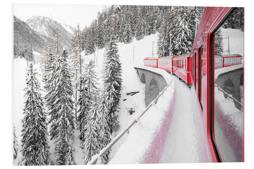 Stampa su PVC Treno espresso rosso del Bernina, Svizzera