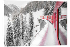 Gallery print Red Bernina express train, Switzerland