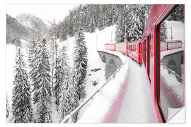 Wall sticker Red Bernina express train, Switzerland