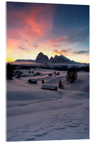 Acrylic print Alpe di Siusi at dawn, Italy