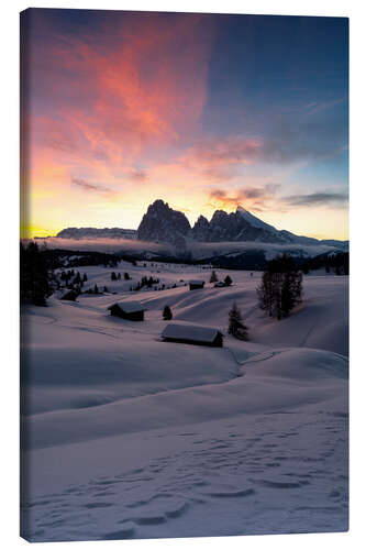 Leinwandbild Seiser Alm im Morgengrauen, Italien