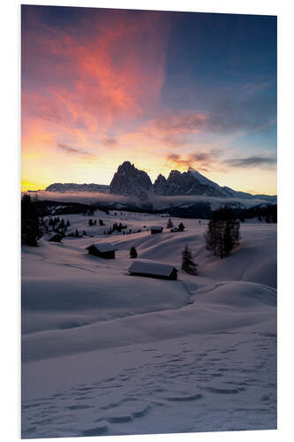 Stampa su PVC Alpe di Siusi all'alba, Italia