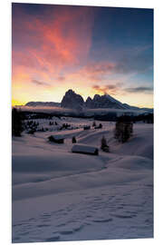 Tableau en PVC Alpe di Siusi à l'aube, Italie