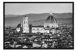Gerahmter Kunstdruck Kathedrale von Florenz in schwarzweiß