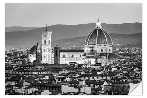 Selvklebende plakat Florence Cathedral in black and white