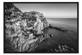 Gerahmter Kunstdruck Manarola Monochrom