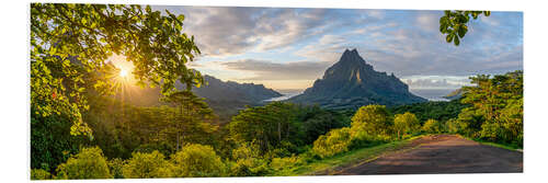 Quadro em PVC Pôr do sol no Mirante Belvedere na ilha de Moorea