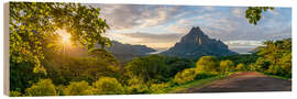 Hout print Sunset at Belvedere Lookout on the island of Moorea