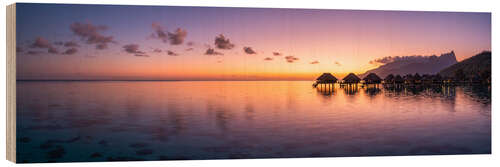 Wood print Romantic sunrise in the South Pacific