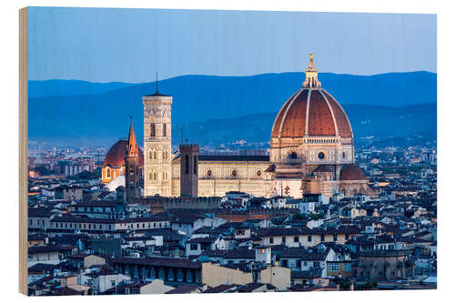 Wood print Florence Cathedral in the evening