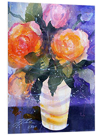 Foam board print Bouquet of roses in vase