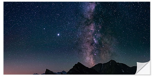 Selvklebende plakat The Milky Way over the Alps