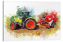 Magnettafel Traktor mit Ballenpresse