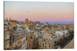 Aluminium print Twilight over Vallette, Malta