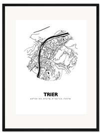 Gerahmter Kunstdruck Stadtplan von Trier