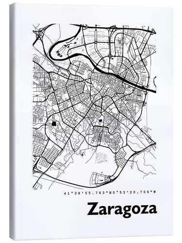 Tableau sur toile Zaragoza city map