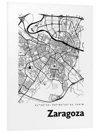 Foam board print Zaragoza city map