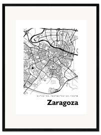 Impression artistique encadrée Zaragoza city map