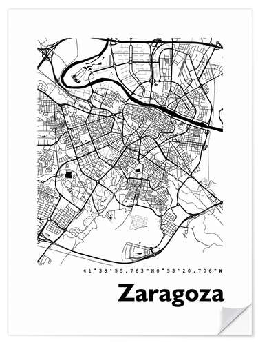 Sticker mural Zaragoza city map