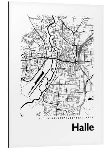 Alubild Stadtplan von Halle