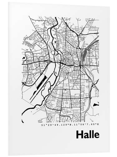 Foam board print City map of Halle