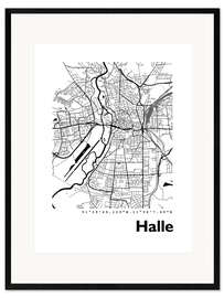 Inramat konsttryck City map of Halle